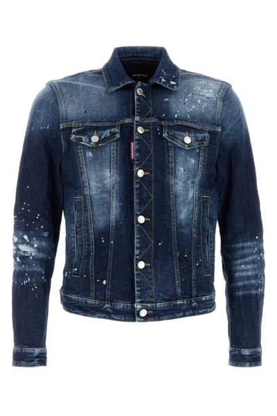 Dsquared2 Dsquared Men Stretch Denim Dan Jacket In Blue