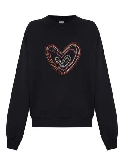 Ps By Paul Smith Ps Paul Smith Swirl Heart Cotton Sweatshirt In Black