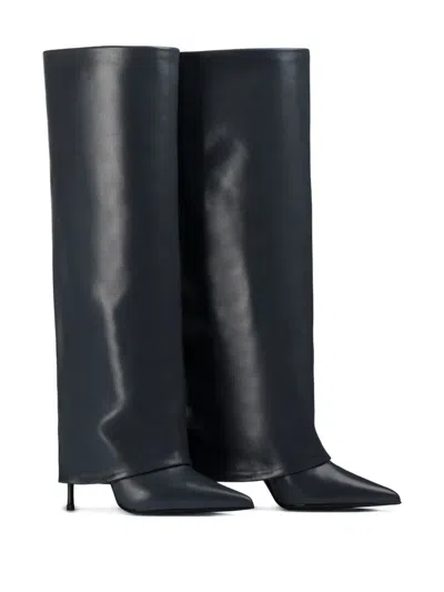 Le Silla 110mm Andy Leather Cuffed Boots In Black