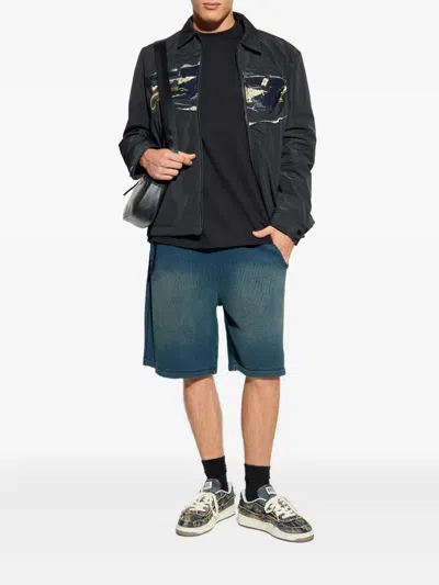 Diesel Modern Black Jacket With Intricate Graphic Detailing In Black