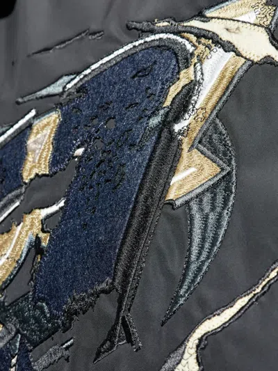 Diesel Modern Black Jacket With Intricate Graphic Detailing In Black