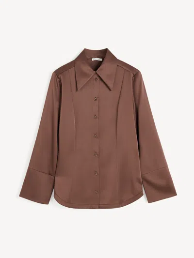 By Malene Birger Rosiannas Wide-collar Shirt In Brown