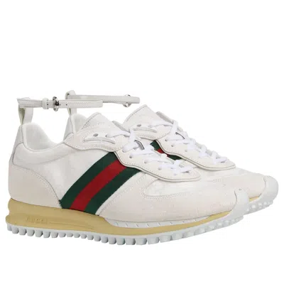 Gucci Motion Sneaker With Adjustable Ankle Strap In White