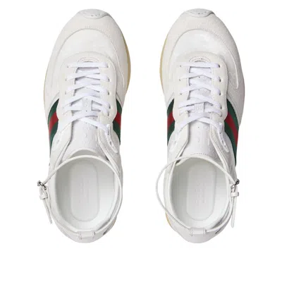Gucci Motion Sneaker With Adjustable Ankle Strap In White