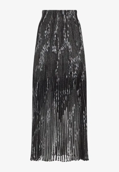 Missoni Gonna Midi Plissettata A Righe Multicolor In Gray