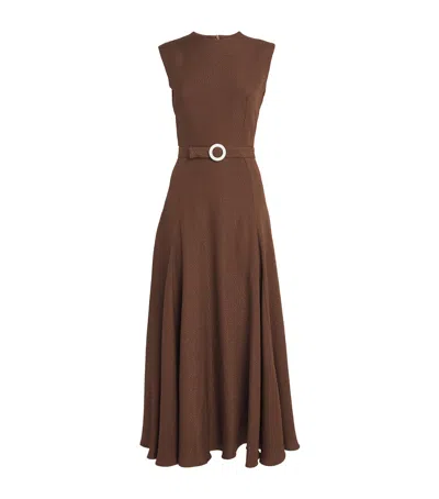 Edeline Lee Textured Jete Midi Dress In Brown