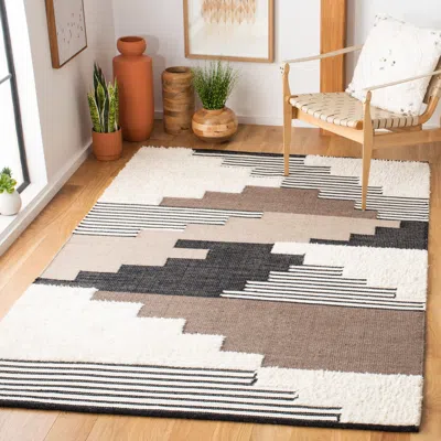 Safavieh Kenya Hand Made Area Rug, Black / Ivory Contemporary Style Non-shedding In Multi