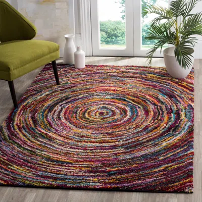 Safavieh Fiesta Shag Machine Made Area Rug, Multi Contemporary Style Easy Care In Multi