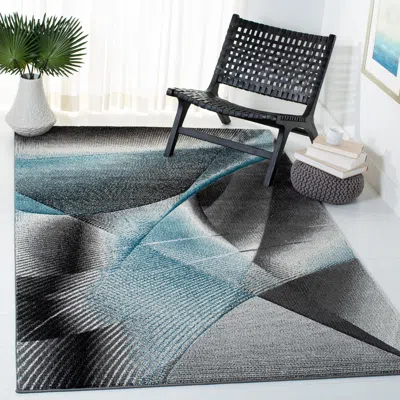 Safavieh Hollywood Machine Made Area Rug, Grey / Blue Contemporary Style Easy Care In Multi