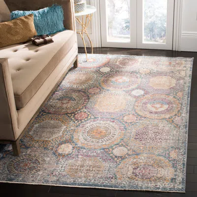 Safavieh Illusion Machine Made Area Rug, Blue / Beige Traditional Style Easy Care In Multi