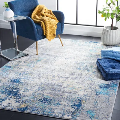 Safavieh Jasper Machine Made Area Rug, Grey / Blue Contemporary Style Easy Care In Blue