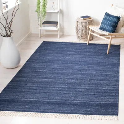 Safavieh Kilim Hand Made Area Rug, Navy / Blue Solid / Tonal Style Non-shedding In Blue