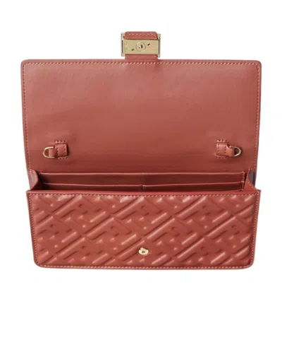 Fendi Wallet On Chain Baguette In Nappa Leather With Ff Motif In Brown
