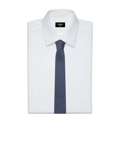 Fendi Slim Tie Polka Dot Pattern Design In Blue