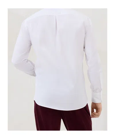 Brunello Cucinelli Men Basic Fit Twill Shirt With Button-down Collar In White