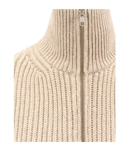 Mm6 Maison Margiela Sleeveless Long Wool Blend Cardigan With Distressed Effect In Neutral