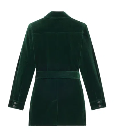 Saint Laurent Saharienne Belted Cotton Velvet Jacket In Black