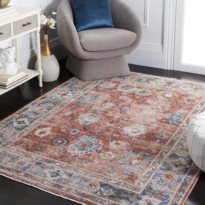 Safavieh Jasmine Machine Made Area Rug, Rust / Blue Traditional Style Easy Care In Multi