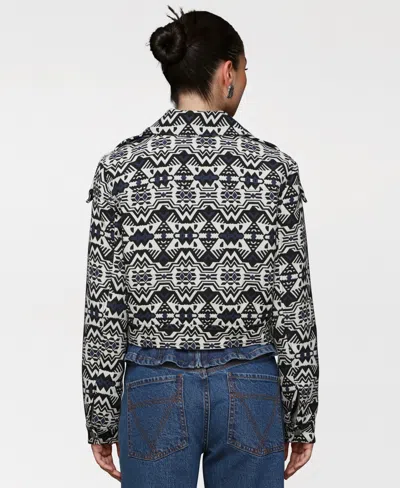 Avec Les Filles Women's Printed Cropped Trucker Jacket In Multi