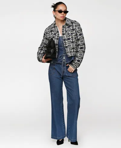 Avec Les Filles Women's Printed Cropped Trucker Jacket In Multi