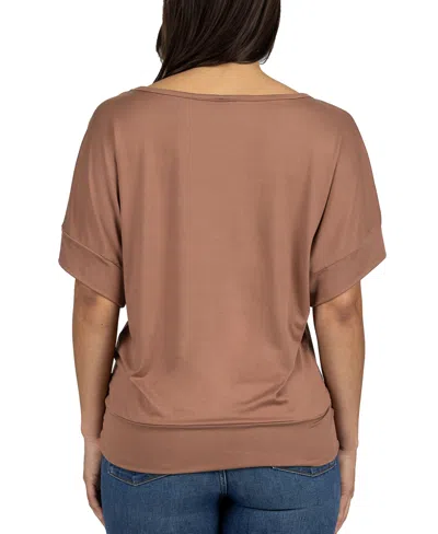 24seven Comfort Apparel Loose Fit Dolman With Wide Sleeves Top In Blue