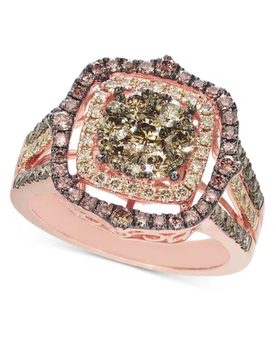 Le Vian Chocolate Diamond & Nude Diamond Halo Cluster Ring (1-1/2 Ct. T.w.) In 14k Rose Gold (also Available In Pink