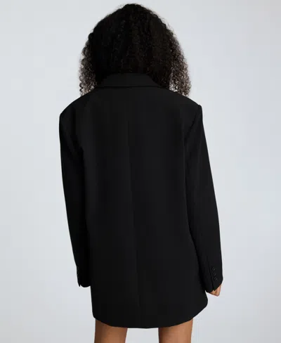 Kenneth Cole Luxe Twill Two Button Boyfriend Jacket In Black