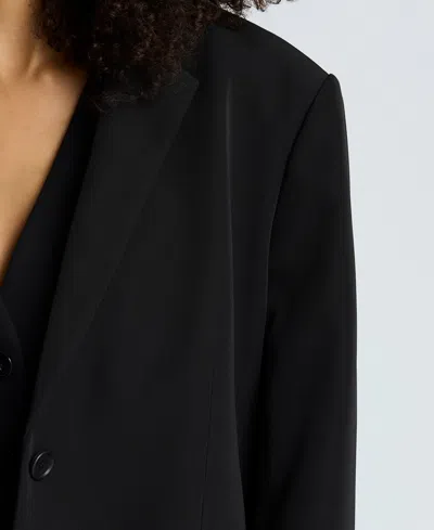 Kenneth Cole Luxe Twill Two Button Boyfriend Jacket In Black