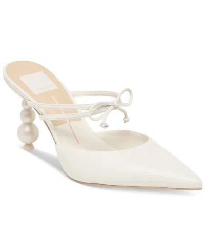 Dolce Vita Klaire Pearl Bead Heels In White
