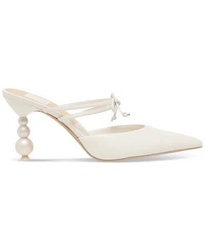 Dolce Vita Klaire Pearl Bead Heels In White