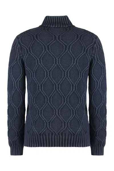 Moorer Fedro Turtleneck Wool Pullover In Blue
