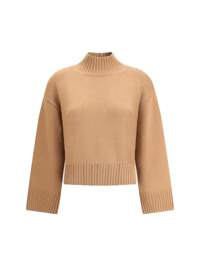 Fabiana Filippi Wool Turtleneck Sweater With Dropped Shoulders In Brown