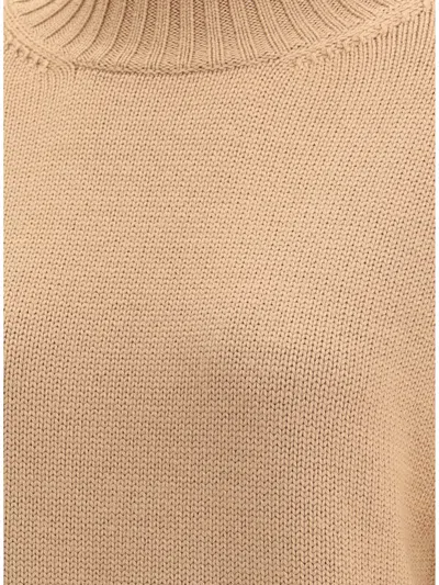 Fabiana Filippi Wool Turtleneck Sweater With Dropped Shoulders In Brown