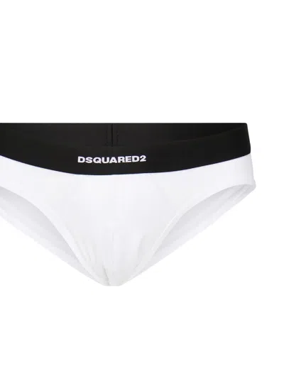 Dsquared2 Logo Waistband Two-pack Briefs In White