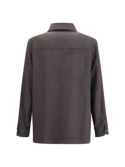 Brioni Herringbone Jacket In Brown