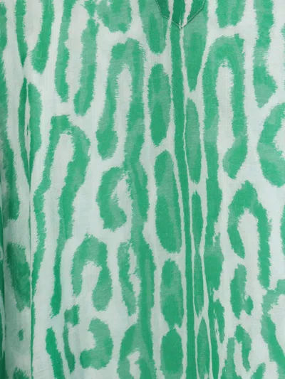 Tom Ford Leopard Print Silk Top In Green