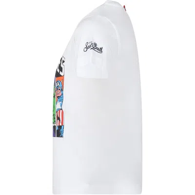 Mc2 Saint Barth White T-shirt For Boy With Superheroes Print In White