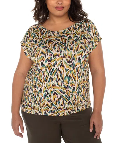 Liverpool Los Angeles Cap Sleeve Boatneck Top In Multi