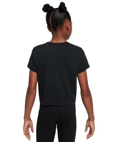 Nike Club Big Kid Girls Crew Neck Short Sleeve Regular Fit Graphic T-shirt In Black