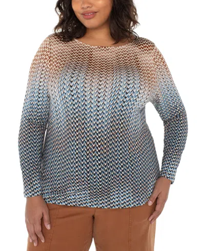 Liverpool Los Angeles Trendy Plus Size Printed Knit Top In Multi