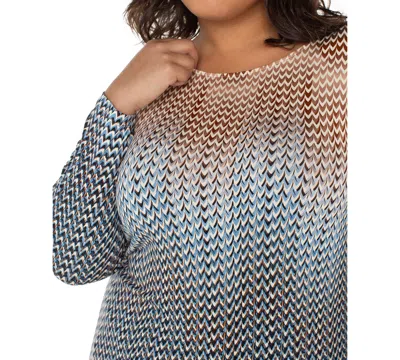 Liverpool Los Angeles Trendy Plus Size Printed Knit Top In Multi