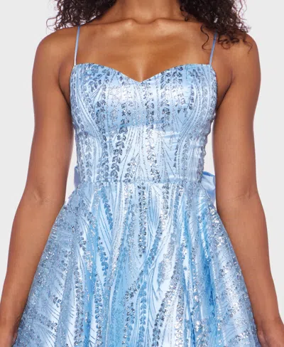 Alex & Sophia Juniors' Glitter Fit & Flare Dress In Blue