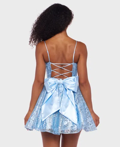 Alex & Sophia Juniors' Glitter Fit & Flare Dress In Blue