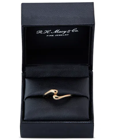 Macy's Polished Flared End Skinny Bypass Fashion Ring In 10k Gold In Gold