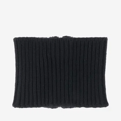 Sa Su Phi Ribbed Knit Scarf With Central Silver Zipper In Blue