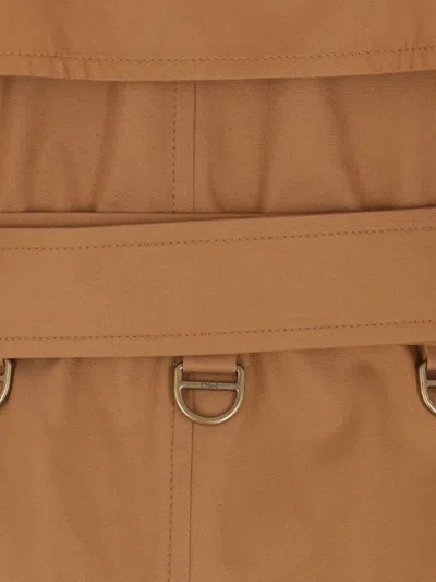 Chloé Long Water-repellent Beige Trench Coat In Cotton Gabardine In Brown