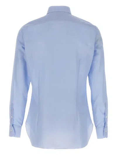 Barba Napoli Honeycomb Pattern Cotton Shirt In Blue