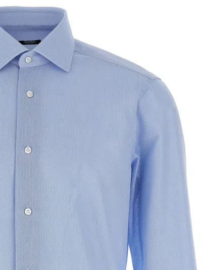 Barba Napoli Honeycomb Pattern Cotton Shirt In Blue