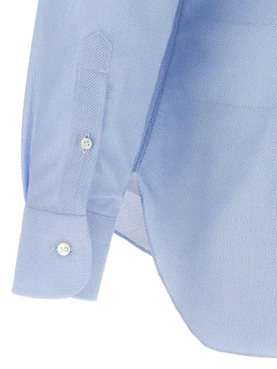 Barba Napoli Honeycomb Pattern Cotton Shirt In Blue