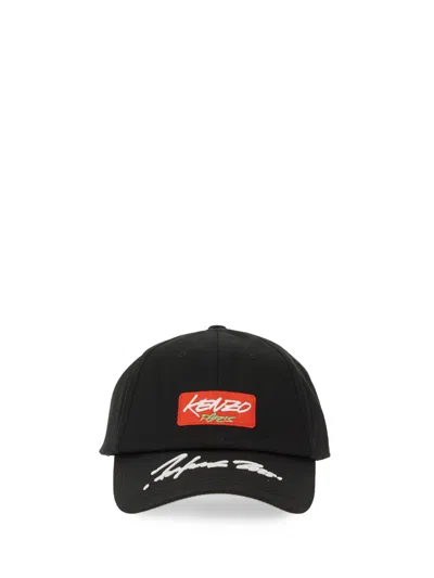 Kenzo Men Baseball Cap With Embroidered Logo In Black
